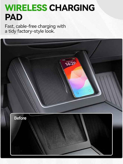 10PCS Center Console Organizer Tray for 2025 2026 Tesla Model Y Juniper Accessories, Under Seat Storage Armrest Hidden Storage Box Cup Holder Charger Pad for Tesla Model Y Juniper (Not fit Standard)