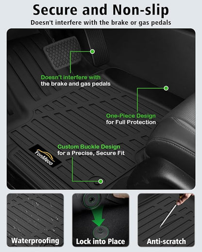 Floor Mats Custom for Hyundai Tucson 2022-2025 2026 Fuel (Not for Hybrid) Trunk Mat with Backrest Mat All Weather TPE Full Set Liners Cargo Protector & Door Sill Guards for Tucson Accessories, Black