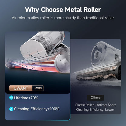 uwant Bed Cleaner with 16Kpa Suction Metal Roller 253.7nm Uv-c Light Mattress Vacuum Cleaner 36000RPM/Min 149℉ Heating HEPA Filter&Ultrasonic Mattress Vacuum for Sofa, Pillow, Bed Throws, Vanilla