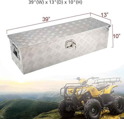 39 Inch Aluminum Tool Box 5 Bar Tread ToolBox for Truck Bed Car Outdoor Trailer Pickup Underbody RV ATV Storage Underbed Tools Organizer with Lock and Keys,Silver (39"X13"X10")