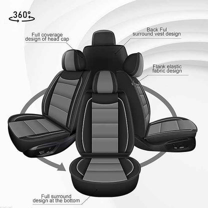 YORKNEIC Seat Covers Fit for GMC Yukon 2007-2023 2024 2025 2026: 2 Front Leather Car Seat Covers - Waterproof Car Seat Protector Compatible Airbag (2 Front Set, Black & Grey)