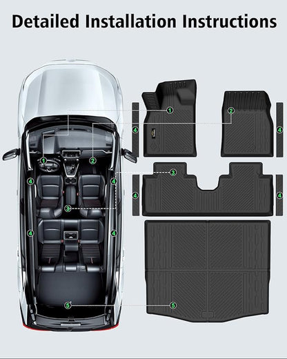 Floor Mats & Cargo Liner Custom Fit for Ford Mustang Mach E 2021-2025 2026 (NOT for Mustang) All Weather TPE Rubber 1st & 2nd Floor Liners Automotive Trunk Mat for Mach E 2025 Accessories, Black