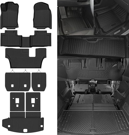 Custom Fit Floor Mats for 2016-2025 2026 Dodge Durango 7-Seater 2nd Row Bench Seats, All Weather TPE Floor Liners with Trunk Mat & Backrest Protectors, Odorless Full Set Interior Accessories