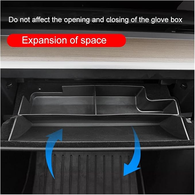 Compatible for Tesla Model 3/Y 2017-2022 Car Copilot Storage Box Accessories Glove Box Layered Sorting Board Glove Box Storage Box TPE, huangtao2004