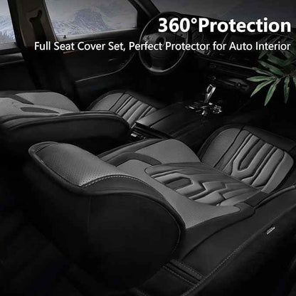 YORKENIC Fit for Dodge Nitro Seat Covers Front Set 2010-2020: Breathable Leather Car Seat Covers Compatible Airbag (2 Front Set, Black & Grey)