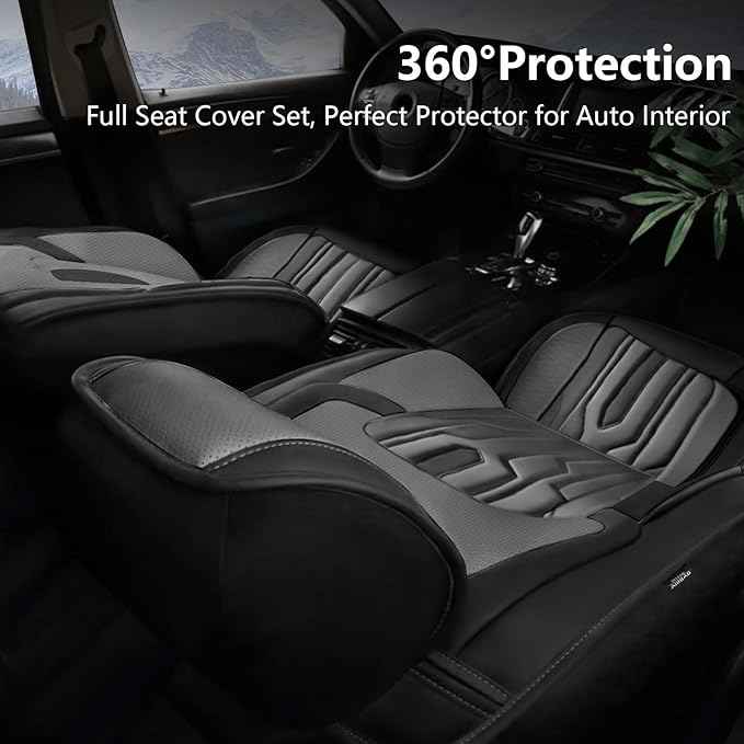 YORKENIC Fit for Chevrolet Chevy Bolt Seat Cover Front Set 2017-2024 2025: Breathable Leather Car Seat Covers Compatible Airbag (2 Front Set, Black & Grey)