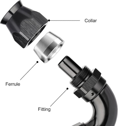 EVIL ENERGY 6AN 120 Degree PTFE One Piece Full Flow End Hose Fitting Aluminum Black