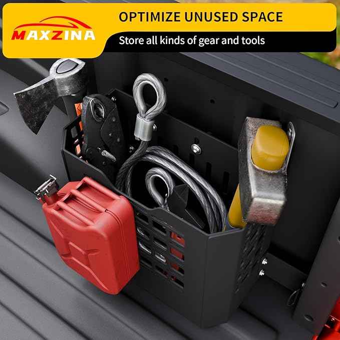 Truck Bed Storage Box Compatible with 2015-2025 Ford F150 Pickup Tool Storage Box 22L Side Bed Toolbox Right Passenger Side Heavy-Duty Carbon Steel Toolbox for 2024 F-150 Accessories