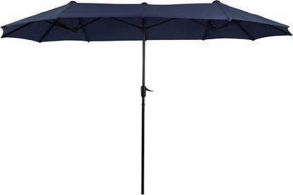 PHI VILLA 13ft Double-Sided Twin Outdoor Patio Umbrella Market Umbrella, Navy