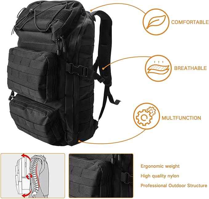Universal Tactical Vehicle Back Seat Organizer Tactical Backpack with Multi-Pockets MOLLE Backpack