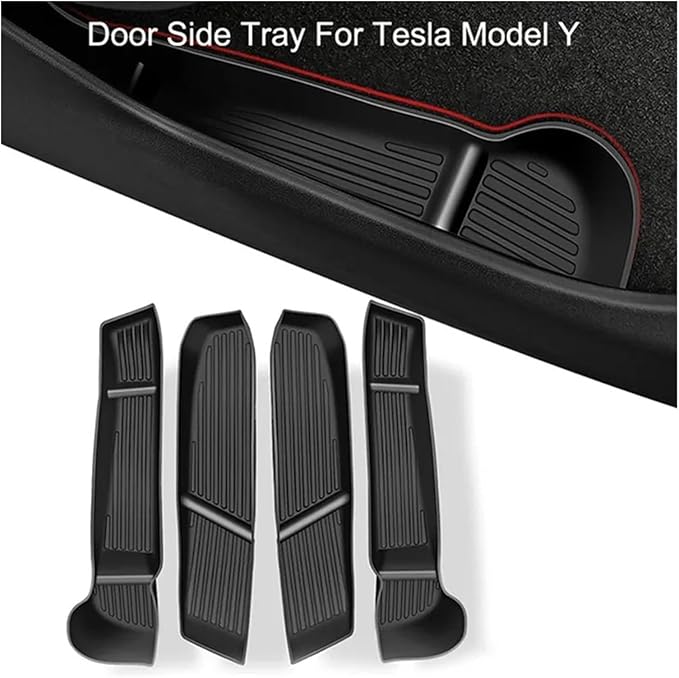 4Pcs Car Door Side Storage Box Compatible for Tesla Model 3 Model Y 2022 Interior Door Handle Organizer TrayCompatible for Tesla Model Y 2023 Accessories (Color : 4pcs Model 3)