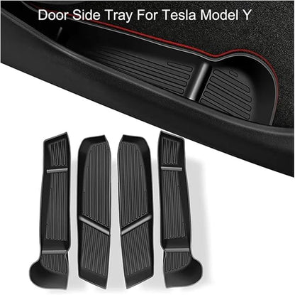 4Pcs Car Door Side Storage Box Compatible for Tesla Model 3 Model Y 2022 Interior Door Handle Organizer TrayCompatible for Tesla Model Y 2023 Accessories (Color : 4pcs Model 3)