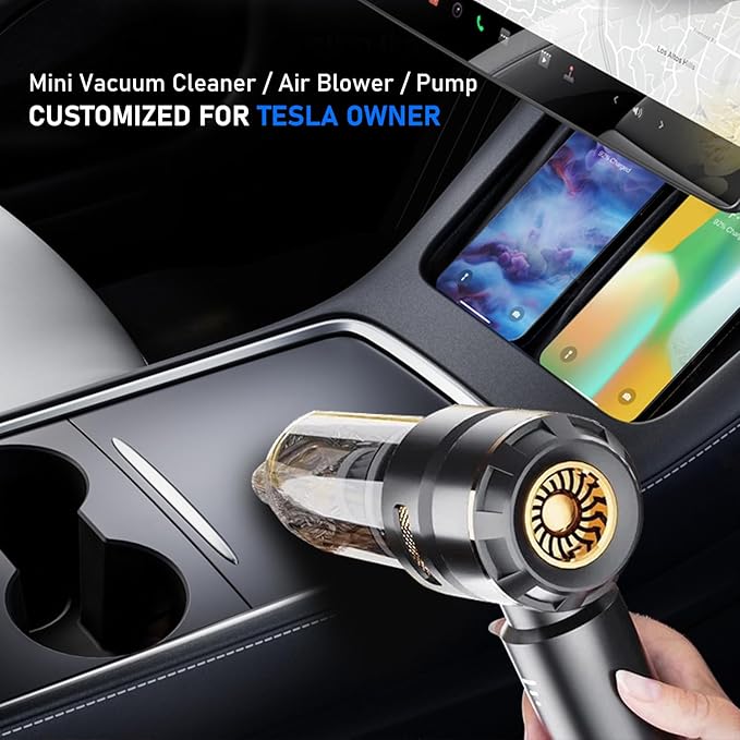 Car Vacuum Cleaner for Tesla Model 3 Y X S, Cleaning Kit with Storage Bag, 15000PA Powerful Cordless Portable Car Vacuum, Multipurpose Tesla Model 3 Y S X Accessories 2025-2018