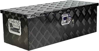 Aluminum Truck Bed Tool Box, Plate ToolBox for Pick Up Truck RV Trailer, Chest Storage Organizer with Lock and Keys, Trailer Toolbox Storage black 30 inches