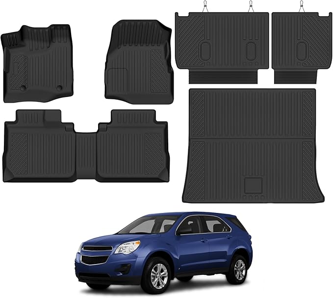 Custom Fit Floor Mats for 2012-2017 Chevrolet Equinox/GMC Terrain, All Weather TPE Floor Liners with Trunk Mat & Backrest Protectors, Odorless Full Set Interior Accessories