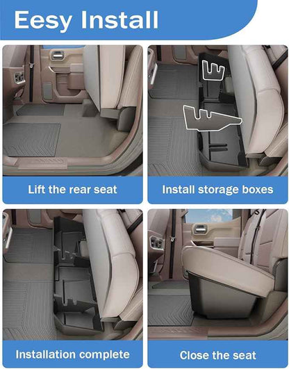 FengYu Under Seat Storage Box Compatible with 2019-2026 Chevy Chevrolet Silverado 1500/GMC Sierra 1500, 2020-2026 Silverado/Sierra 2500HD/3500HD Double Cab & Crew Rear Underseat Organizer Accessories