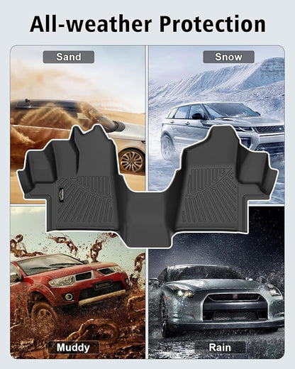 Floor Mats Custom for Ford Transit 2015-2021 150/250/350/350HD w/Carpet Flooring (Not for Transit Connect Models) All Weather TPE Rubber 1st Row Anti-Slip Floor Liners for Transit Accessories