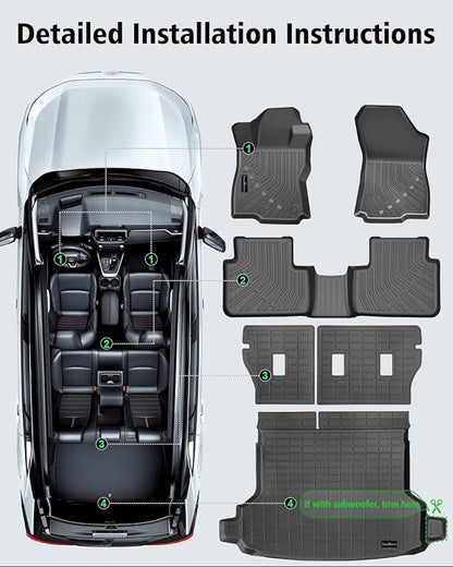 Floor Mats Custom Fit for Subaru Forester 2025 2026 Trunk Mat with Backrest Mat All Weather TPE Rubber Cargo Liner Anti-Slip Full Set for Forester 2025 Accessories (Trunk Mat+Backrest Mats+Floor Mats)