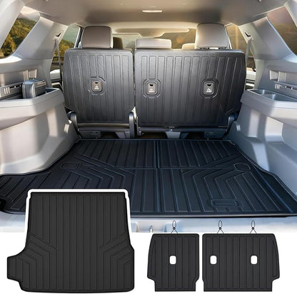 Trunk Mat for 2025 Toyota 4Runner Gas（Non Hybrid EV & i-Force MAX） 5-Seater All Weather Protection TPE Rubber Trunk Liner - Velcro Backrest Protector for Cargo Liners Accessoriess Odorless Anti-Slip