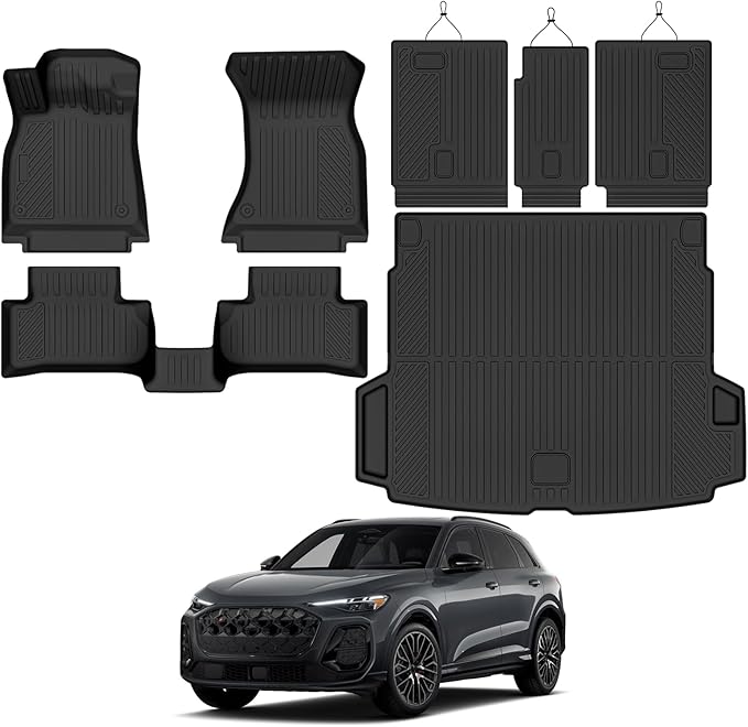 Custom Fit Floor Mats for Audi Q5/SQ5 2025-2026(Not for PHEV), All Weather TPE Floor Liners with Trunk Mat & Backrest Protectors, Odorless Full Set Interior Accessories