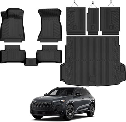 Custom Fit Floor Mats for Audi Q5/SQ5 2025-2026(Not for PHEV), All Weather TPE Floor Liners with Trunk Mat & Backrest Protectors, Odorless Full Set Interior Accessories