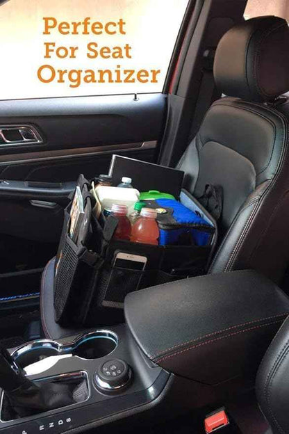 Tuff Viking Convertible Large 3 Compartment SUV Trunk Organizer | Truck Bed Organizer with Cover for Trucks, Cars, SUVs and Groceries. PATENTED (4-in-1 with Cover, Black)