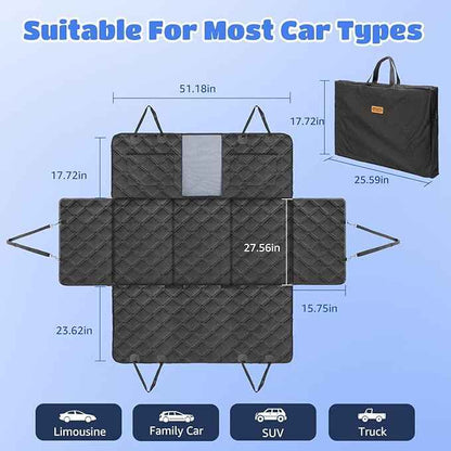 Nobleza Dog Car Seat Cover for Large Dogs, Hard Bottom Waterproof Backseat Extender with Mesh Window & Pocket, 400lbs Heavy Duty Anti-Scratch Non-Slip Pet Hammock for SUV Truck Cars
