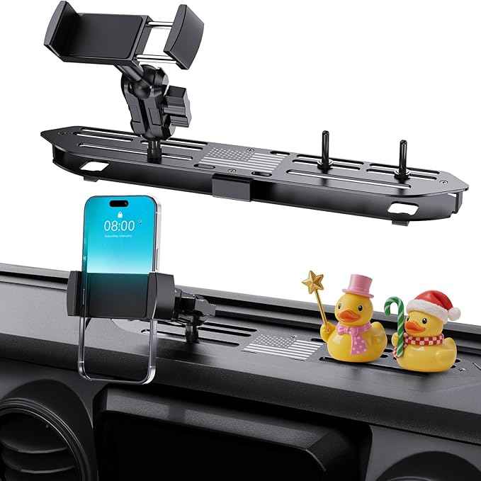 Upgraded Metal Phone Mount for Jeep Wrangler JL JLU 2018-2023 & Gladiator JT 2020 2021 2022 2023 Accessories, Dash Phone Holder with Duck Mounts System Kit (Not for 4xe & 2024+)