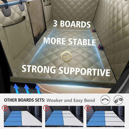 Back Seat Extender for Dogs, Dog Car Seat Cover for Back Seat Supports 420lbs, Hard Bottom Backseat Extender for Dogs, Waterproof Dog Hammock for Car, SUV, Truck Beige