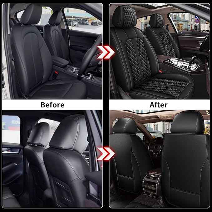 Car Seat Covers for 2 Front Seat Fit for Nissan Altima 2010-2024 2025 2026 : Auto Interior Accessories, Waterproof Faux Leather Vehical Car Seat Cushions Cover（Black，2 PCS Front Only