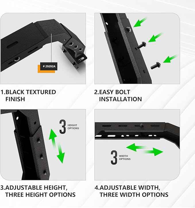Adjustable 20-22.87" High Truck Bed Racks with 2 Led Lights Compatible with Tacoma/Tundra/Silverado 1500/ Sierra 1500/ Ram 1500/ Titan/Frontier/Canyon/Colorado/JT/Ford F-Series/Ranger