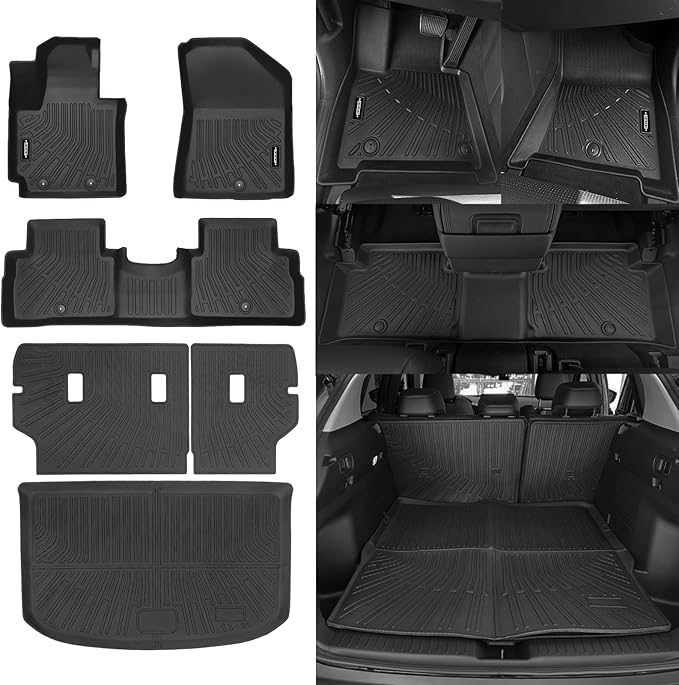 Custom Fit Floor Mats for Kia Soul 2014-2019, All Weather TPE Floor Liners with Trunk Mat & Backrest Protectors, Odorless Full Set Interior Accessories