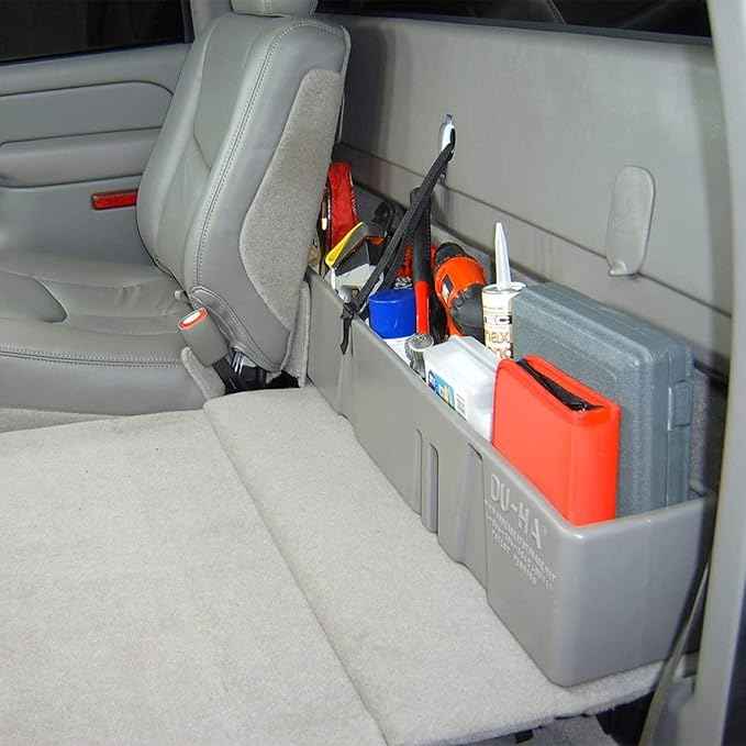 DU-HA 10013 Black Behind the Seat Storage for 00-07 Chevrolet Silverado and GMC Sierra Heavy Duty Crew Cab
