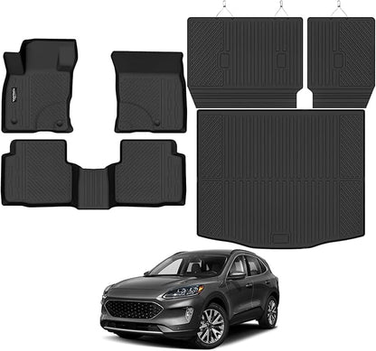 Tongama-Floor Mats for Ford Escape Hybrid 2020-2026, All Weather TPE Trunk Mat and Backrest Mats Protectors for Ford Escape Hybrid Floor Liner Accessories