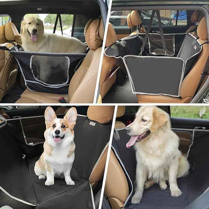 njnj Dog Car Seat Cover for Back Seat - Waterproof Dog Half Hammock for Cars with Mesh Window,Scratchproof Pet Backseat Protector,Perdurable,Non-Slip Booster Seat for Small,Medium and Large Dogs