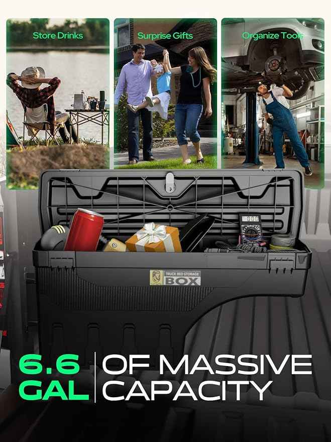 YHTAUTO Driver Side Truck Bed Storage Tool Box Lockable Compatible with 2005-2023 Toyota Tacoma, 2019-2023 with Storage Box, Swing Waterproof Wheel Well Toolbox