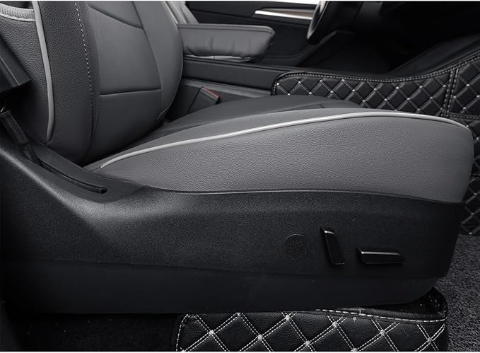 EKR Model Y Seat Covers for Tesla Model Y 2021 2022 2023 2024 Long Range (Only for 7 Seats),Waterproof Seat Protectors,Car Seat Cover Full Set,Faux Leather (Gray)