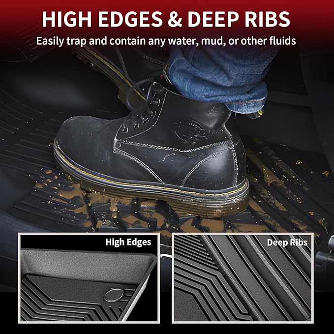 LASFIT Floor Mats&Trunk Mat for Toyota Camry 2018-2024 FWD Gas (Not for Hybrid or AWD), All Weather Custom Fit Floor Liner for Camry TPE Car Mats 1st & 2nd Row&Cargo Liner L/LE/SE/TRD/XLE/XSE, Black