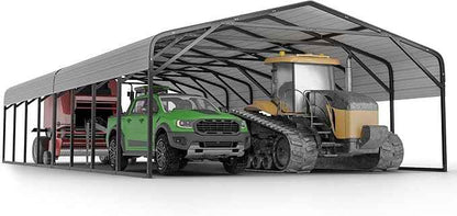 20x40 FT Heavy-Duty Modular Carport Kit System, Galvanized Steel Frame Commercial Shelter for Boats, Tractors & Dual-Vehicle Storage – 120 PSF & 100 MPH Wind Rated Metal Canopy Reinforced Roof