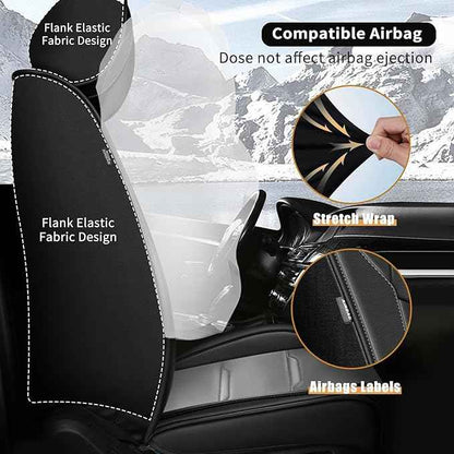 YORKNEIC Seat Covers for Chevrolet/Chevy Impala 2009-2020:2 Row 5 Seat Full Set Faux Leather Car Seat Covers for Impala Automotive Seat Cushion with Airbag Compatible(5 Seat Full Set,Black&Grey)