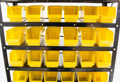 Erie Tools TLPB60 60 Parts Bin Shelving Organize with Plastic Bins for Garage, Shop, and Home Storage