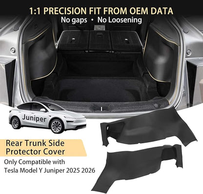 2PCS Rear Trunk Side Protector Covers for Tesla Model Y Juniper 2025 2026, Full Coverage Left & Right Trunk Side Guard Panel Protectors for Model Y Juniper Accessories, Anti-Scratch, Wear-Resistant