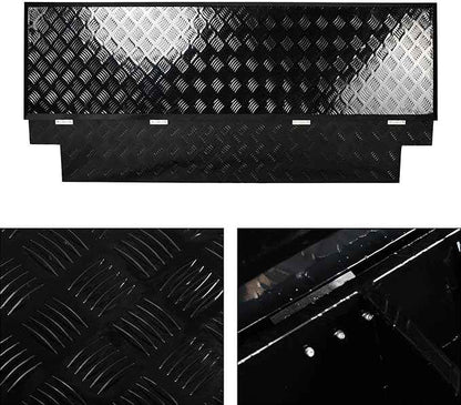 69 Inch Black Heavy Duty Aluminum Tool Box Wide Utility Trailer Stripes Plated 5 Bar Tread for Pick Up Truck Bed RV ATV Organizer Trailer Storage ToolBox w/Lock and Keys (69"X20"X14.75")