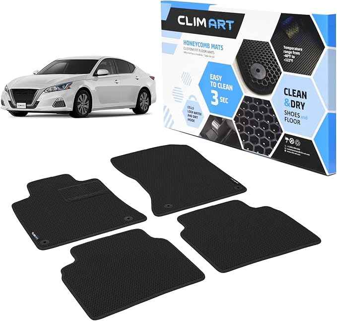 CLIM ART All-Weather Car Floor Mats Compatible with Nissan Altima 2019-2026, Custom-Fit Heavy-Duty Floor Liners for Cars & SUVs, Car Accessories for Men & Women, Black - FL011419019