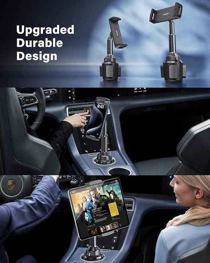 APPS2Car Tablet Holder for Car, Cup Holder Tablet Mount for Truck, Height Adjustable iPad Car Holder with 9.9" Wide Clamp for 4.7-13" iPad Pro Air Mini, Galaxy Tab, iPhone, Cell Phone