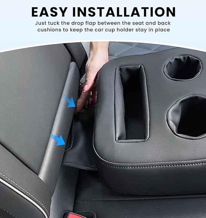 Car Cup Holder, Back Seat Cup Holder for Car, PU Leather Couch Sofa Bed Cup Holder Expander Tray, Boat Tray, Organizer for Trucks, Minivans, SUVs, RVs, Vehicles, Holds Drinks, Remote, Snacks