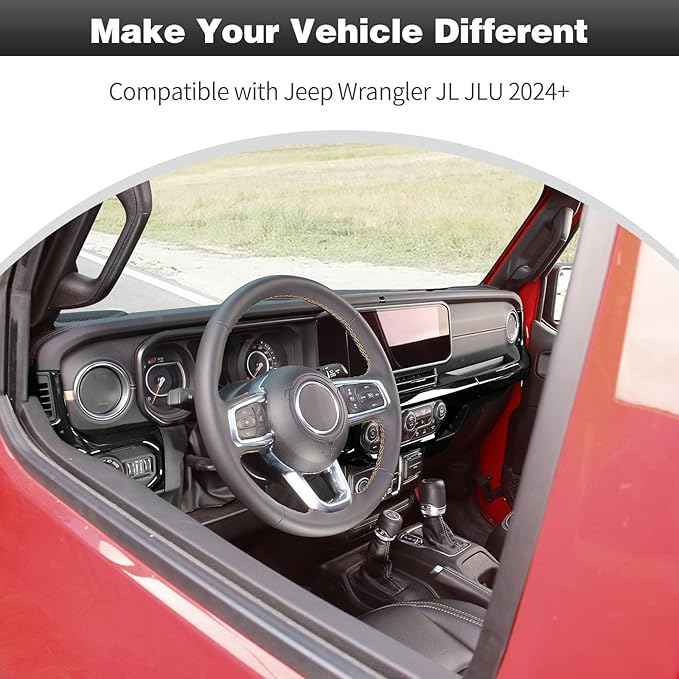 CheroCar for JL Center Console Headlight Air Conditioning Control Panel & Co-Pilot Handle Panel Interior Accessories fit for Jeep Wrangler JL JLU 2024+,Black