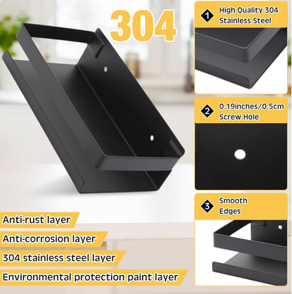 Lallisa 2 Pieces Stainless Steel Shelf Bathroom Shower Floating Shelves Wall Mounted Shower Caddy Basket Shelf Storage Organizer Shelves for Bathroom, Kitchen, Living Room (7.87 Inches/ 20 cm,Black)