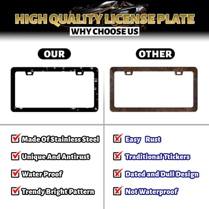 Arrow Print License Plate Frame Colorful Adventure Awaits License Plate Holder Funny License Plate for Car Decoration Stainless Steel Auto Parts with Screws 12.3" x 6.3"