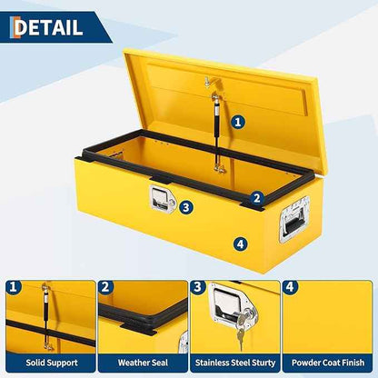 OUTLANE 30x13 Inch Truck Bed Tool Box, Heavy Duty Steel Lockable Storage Chest with Keys & Side Handle, Weatherproof Organizer Box for Pickup Trucks, RV, Trailer